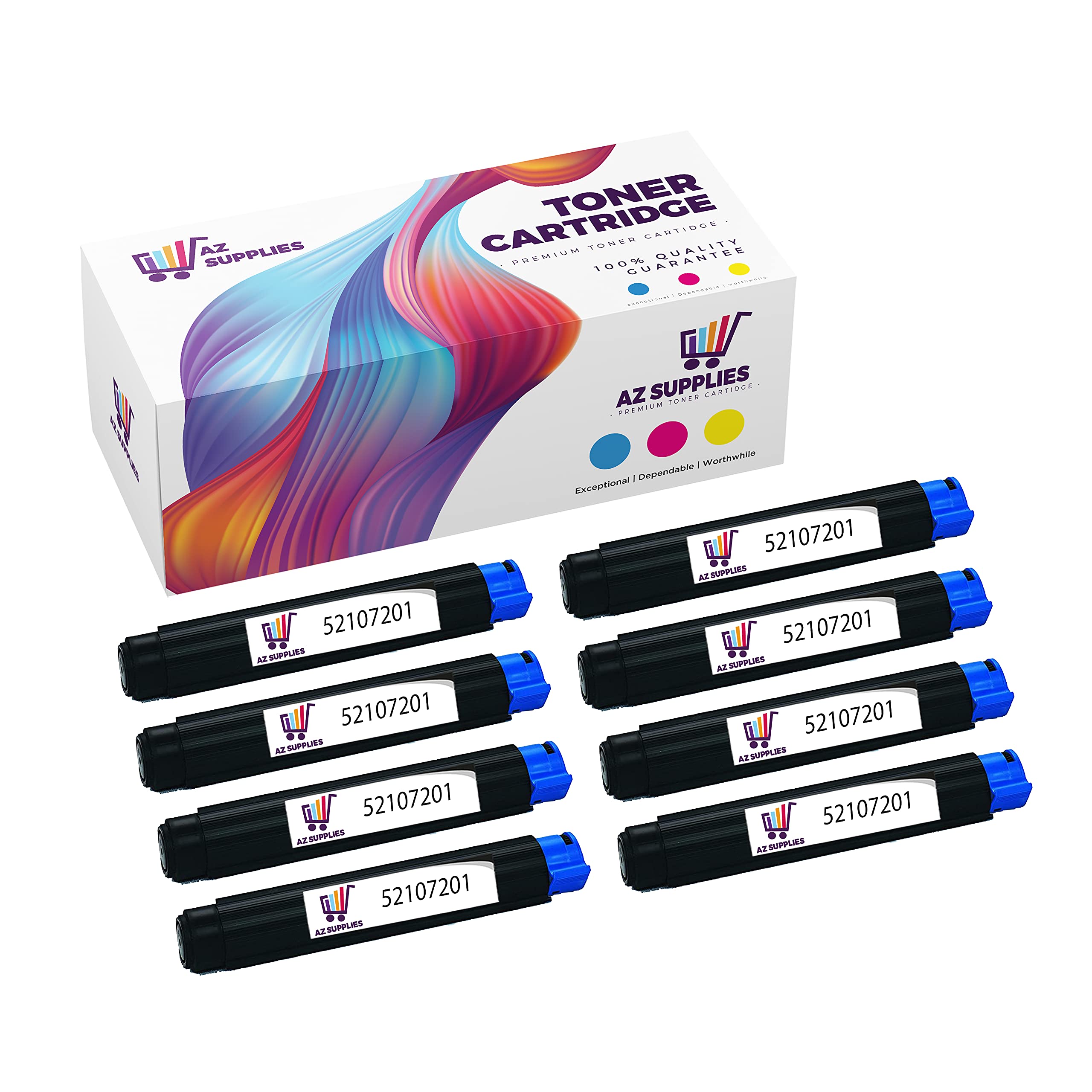 AZ Supplies Compatible Toner Cartridge Replacement for Oki-Okidata 52107201 Fax 9660-9750-9765-9820 OkiFax 1000-1050-2200-5250-5300 Plus-5600 Plus-5650 OkiLaser 610E PS-810E PS OkiPage 6EX Black 8Pack