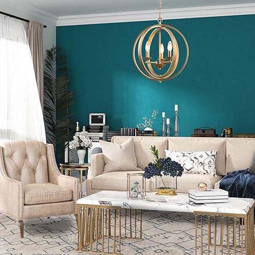 Miniatura 5 de GEPOW Candelabros modernos de orbe, lámpara colgante de globo dorado para comedor, sala de estar, dormitorio, isla de cocina y vestíbulo