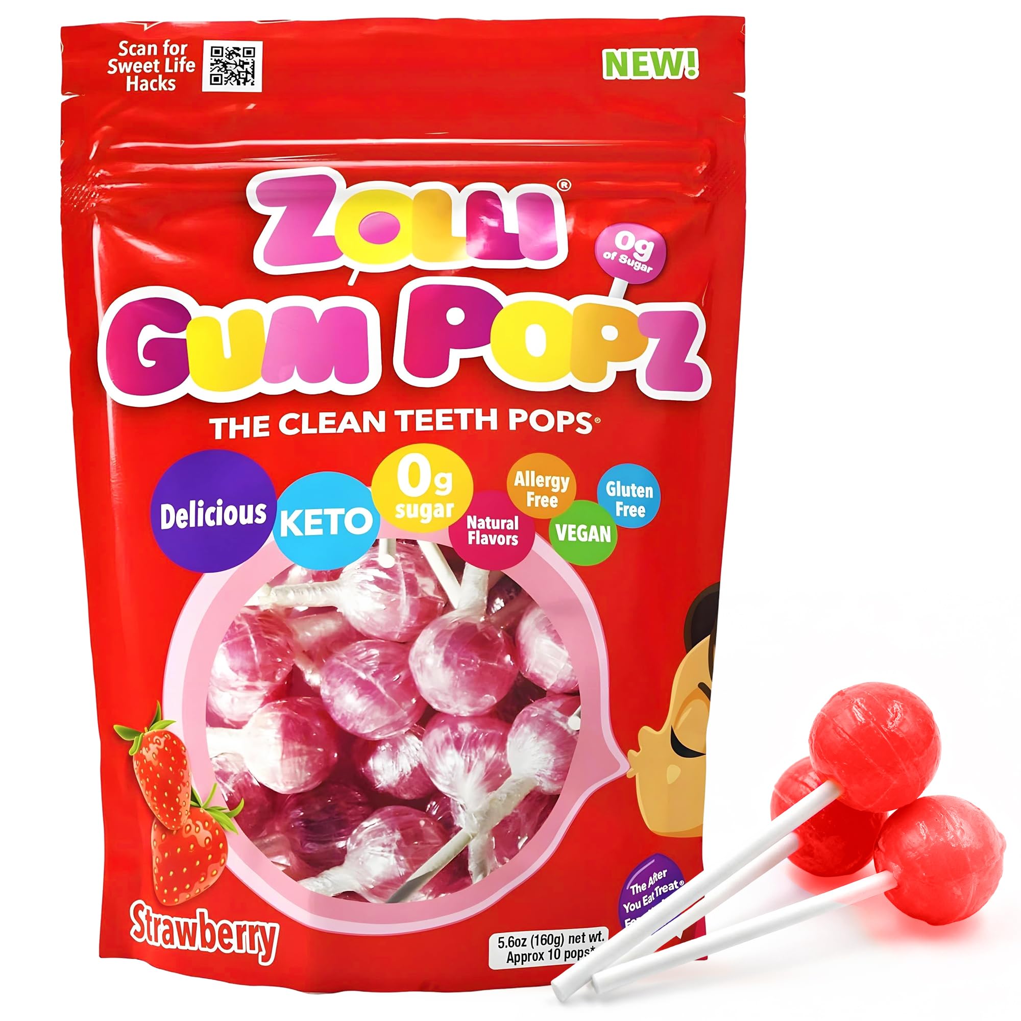 Amazon.com : Zollipops GUM Popz 5.6oz Resealable Pouch - Enjoy a