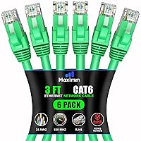 Vista 93 de Maximm Cable Ethernet Cat 6 de 10 pies (paquete de 6) - Cable LAN de alta velocidad, cable de Internet, cable de conexión y cable de red - UTP