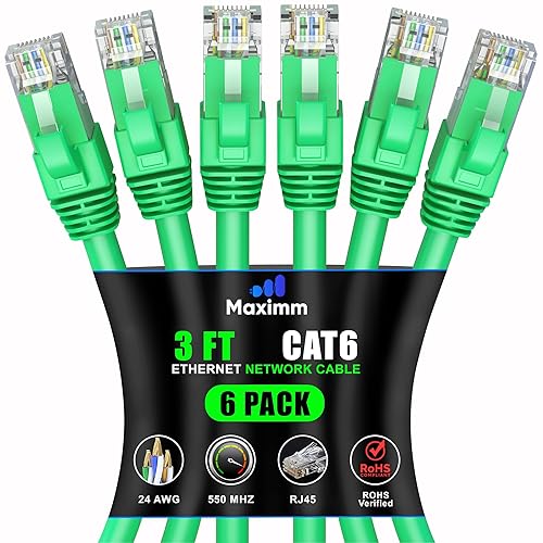 Miniatura 93 de Maximm Cable Ethernet Cat 6 de 10 pies (paquete de 6) - Cable LAN de alta velocidad, cable de Internet, cable de conexión y cable de red - UTP,
