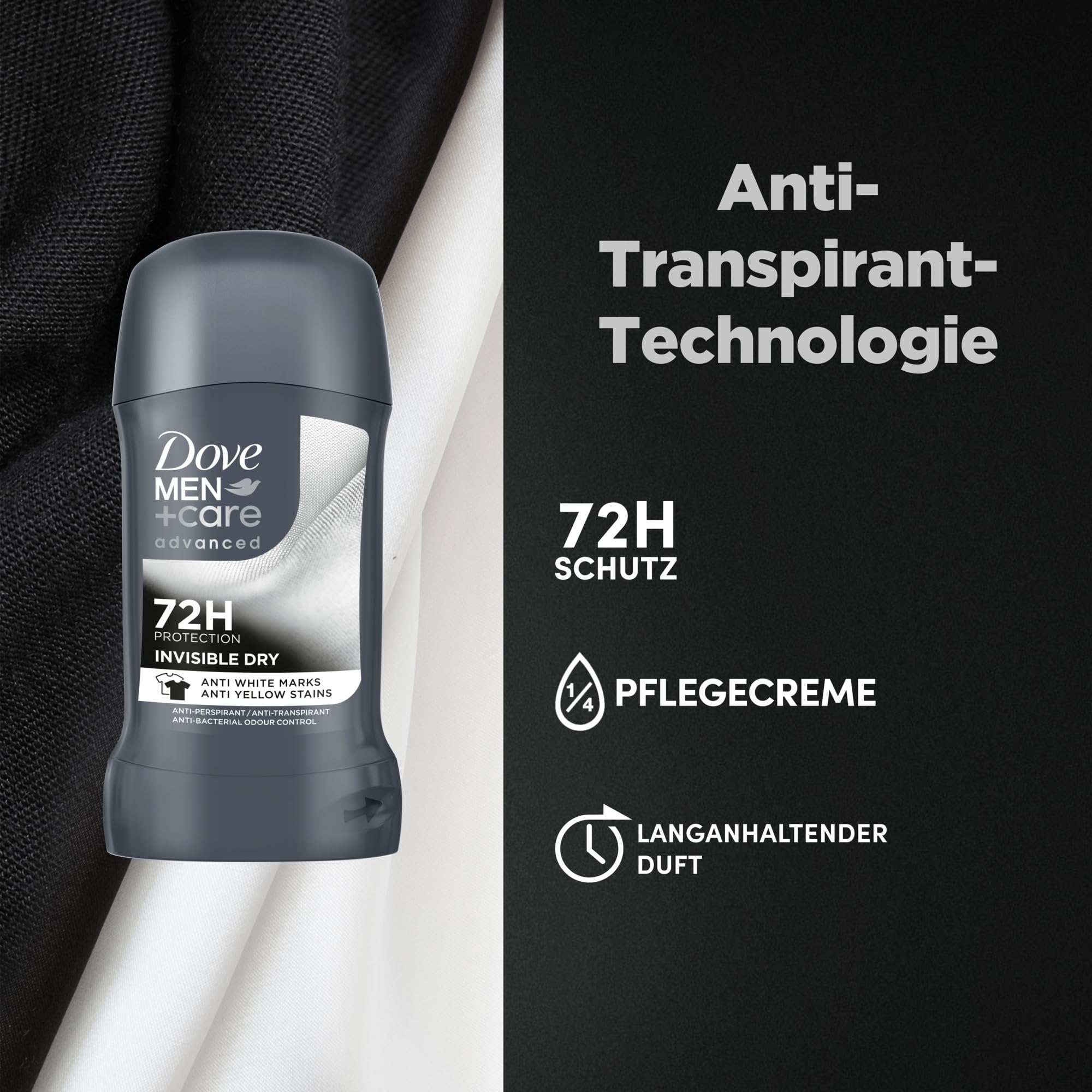 Dove Men+Care Advanced Anti Transpirant Deo Stick Invisible Dry Deodorant mit 72 Stunden Schutz gegen Körpergeruch und Achselnässe 50 ml