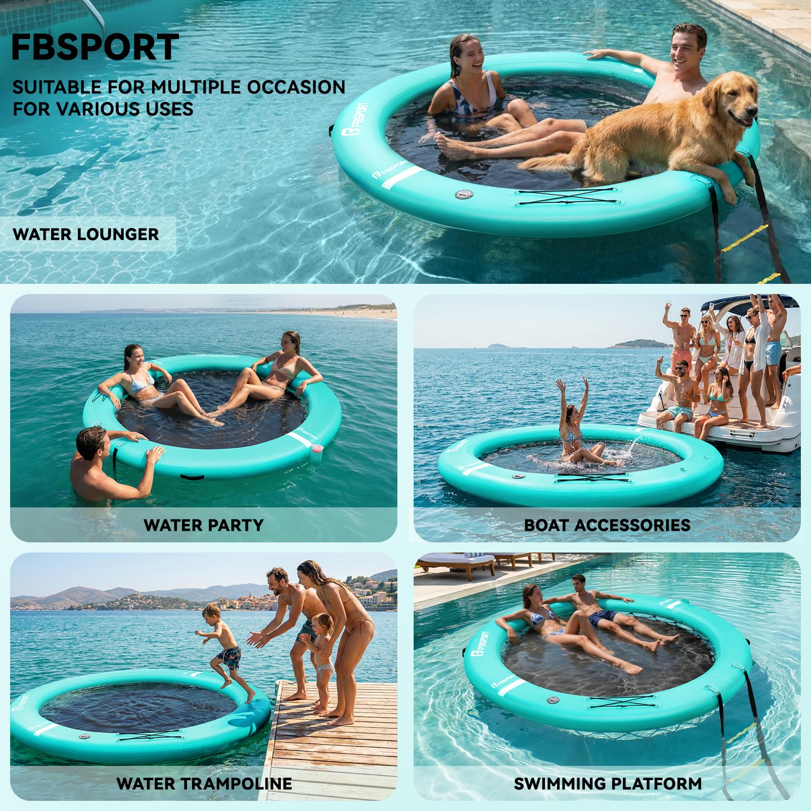 FBSPORT Nadmuchiwana platforma dokująca okrągły koło do pływania