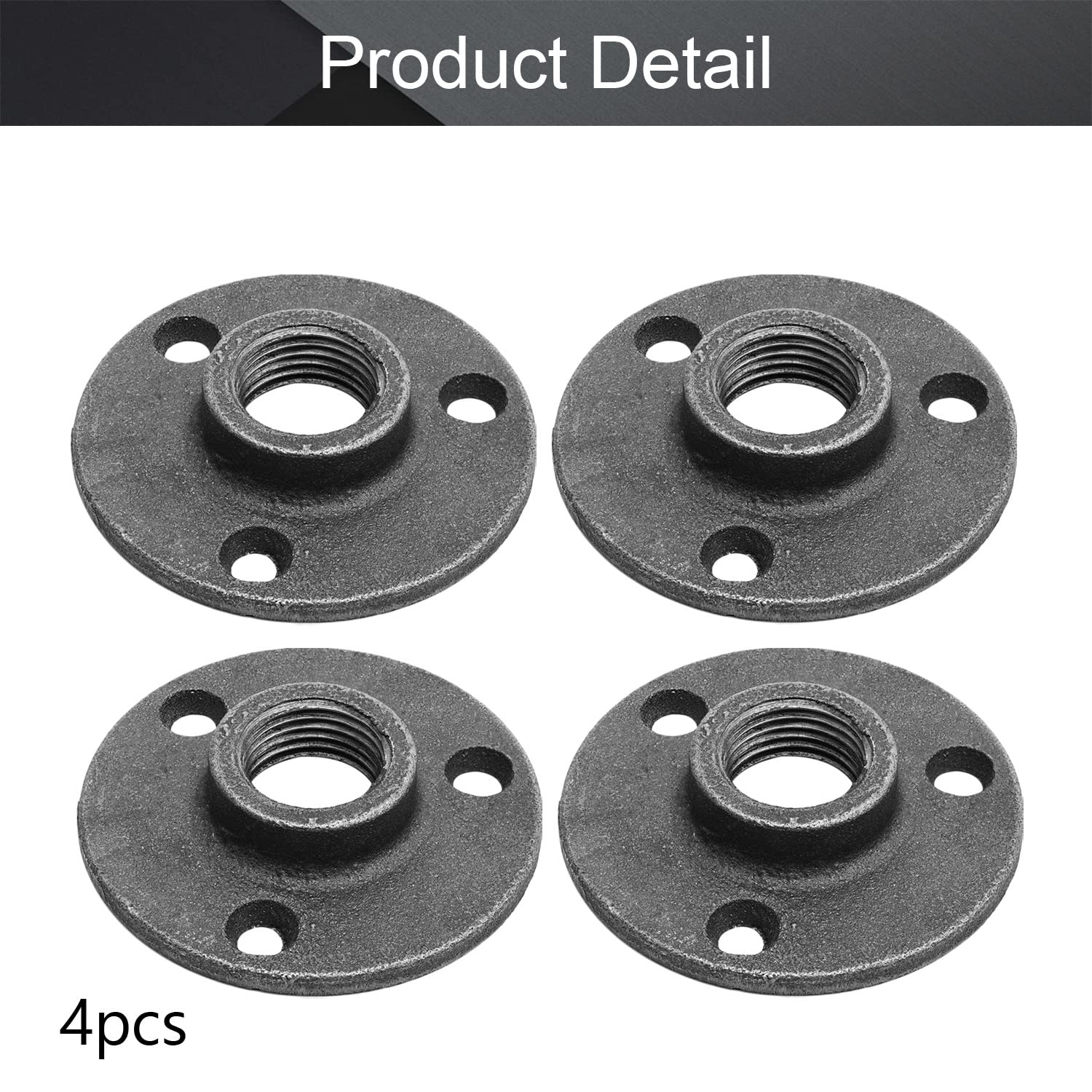 Lot De 2 équerres De Sol En Fonte Malléable MroMax - Style Rétro Noir, G1/2", Pour Montage Tuyau DIY