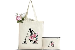 AUNOOL Initial Canvas Totes for Girls with Zipper - A Unique Wedding and Everyday Bag