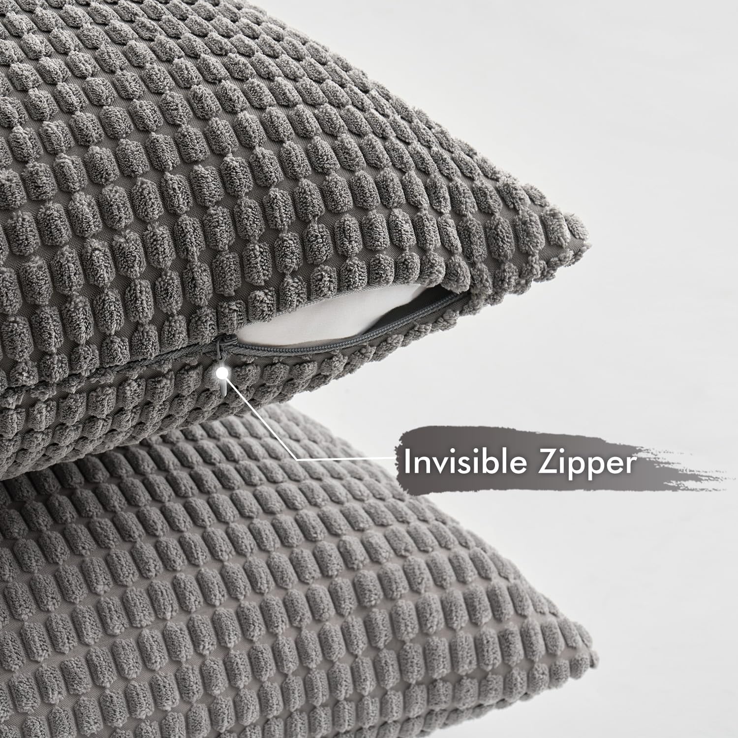 MIULEE Granule Decorative Throw Pillow Covers Modern Soft Heavy Duty Square Cushion Covers for Living Room Bedroom Home Chair 20x20 Inch 4 Pcs Grey Series - Image 2