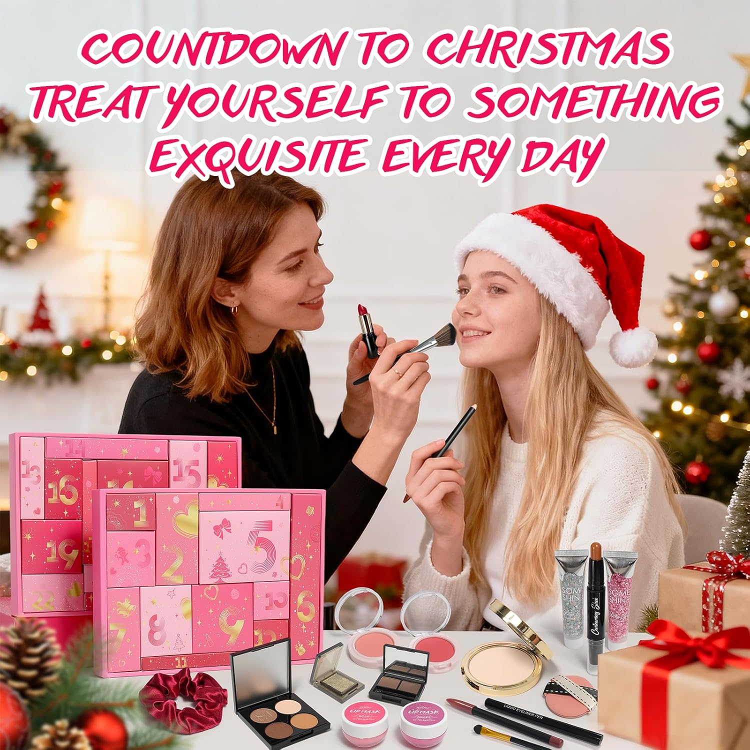 Makeup Advent Calendar 2025 for Women Teen Girls 24 Days Beauty Advent Calendar Christmas Makeup Set Gift for Wife Daughter Mother Girlfriends Trendy Stuff Makeup Kit Gifts Face Eyes Lips Cosmetics - Image 4