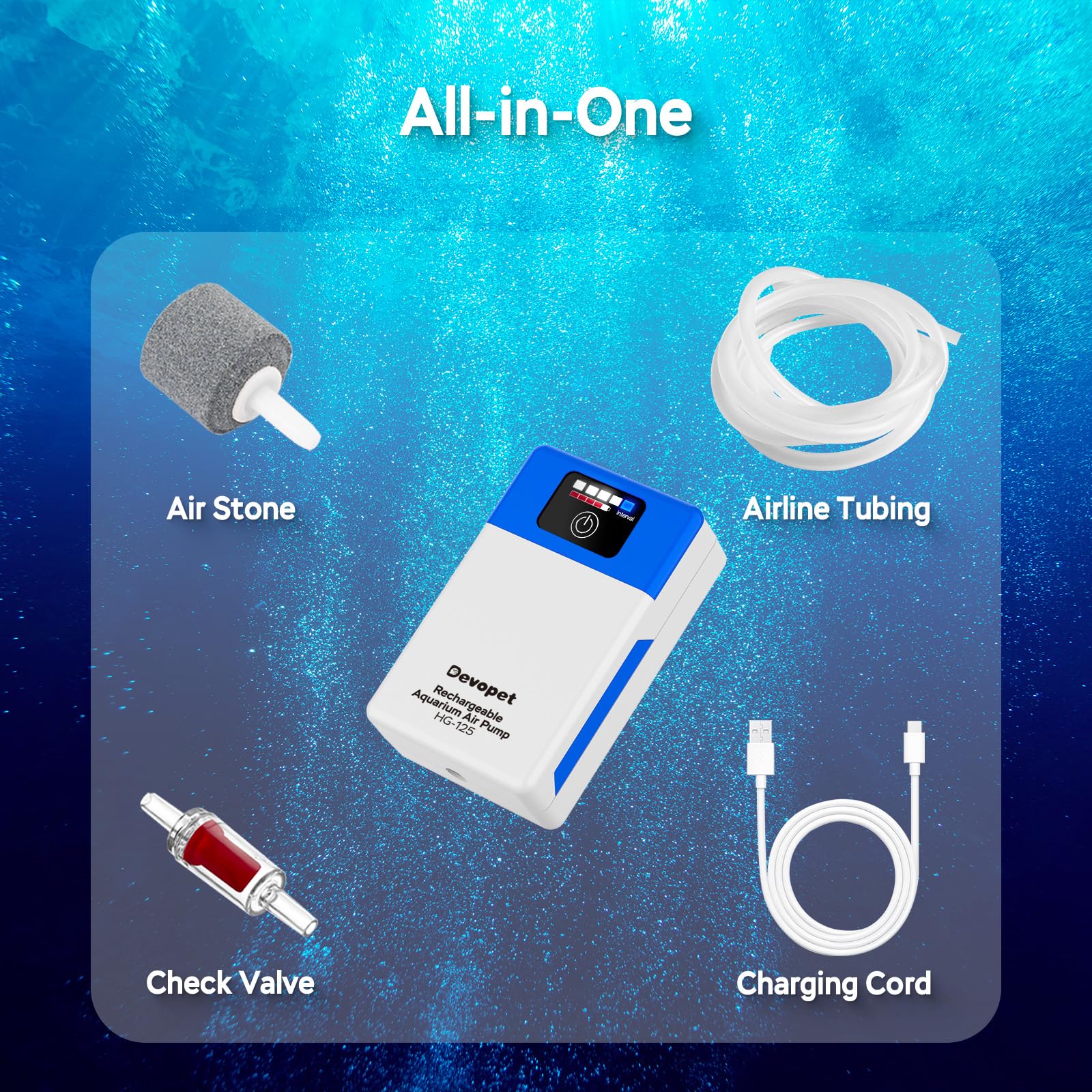 Pompa ad aria portatile a batteria per acquario A6014