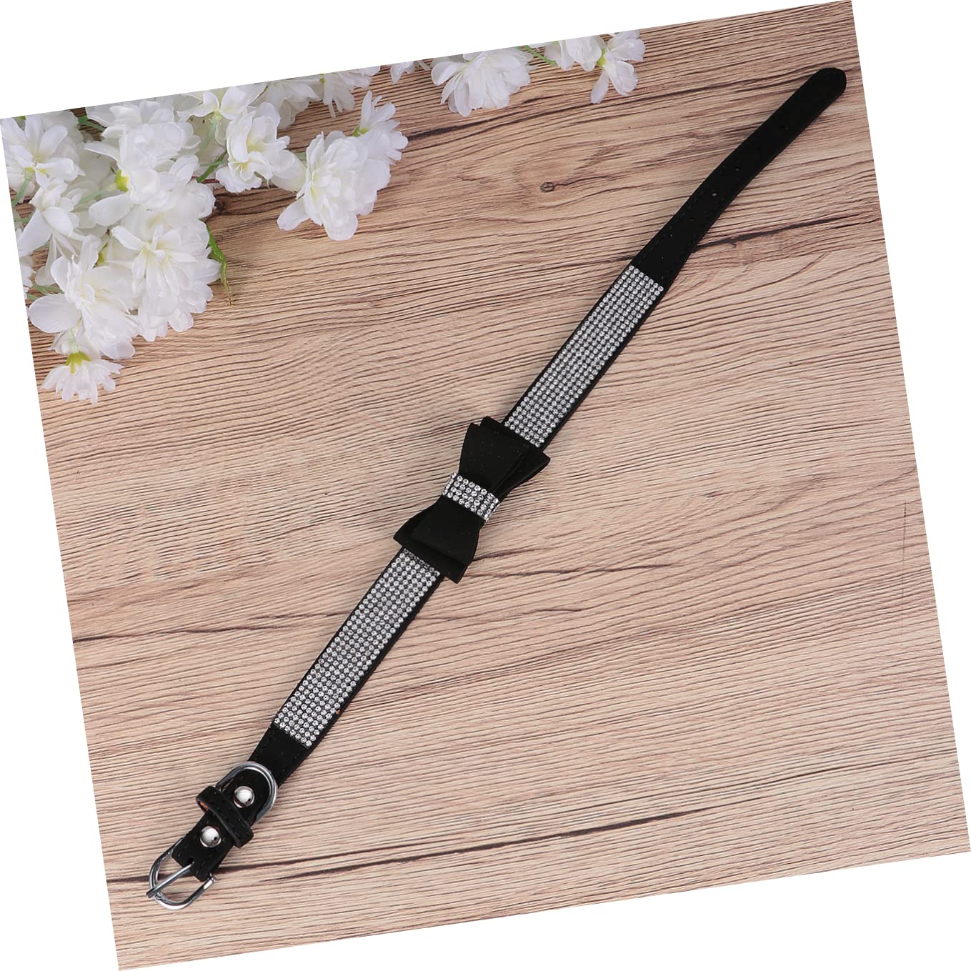 Mipcase 3pezzi Collare Per Animali Domestici Con Fiocco Decorativo Catena Per Collo Pet Resistente Accessorio Elegante Per Cani e Gatti Nero Xl