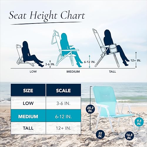 Miniatura 7 de CARIBBEAN JOE Silla de playa plegable, 1 posición, ligera y portátil, plegable, para acampar al aire libre, con correa de transporte