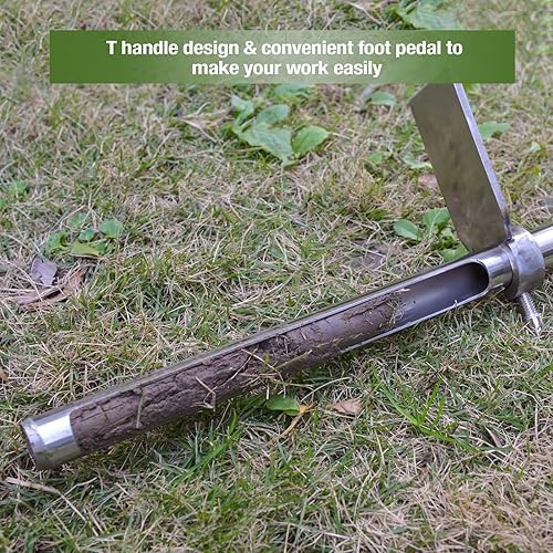 Miniatura 7 de Sonda de suelo de 36 pulgadas, sonda de muestreo de suelo de acero inoxidable con pedal y bolsas de muestra reutilizables, kits de prueba de suelo