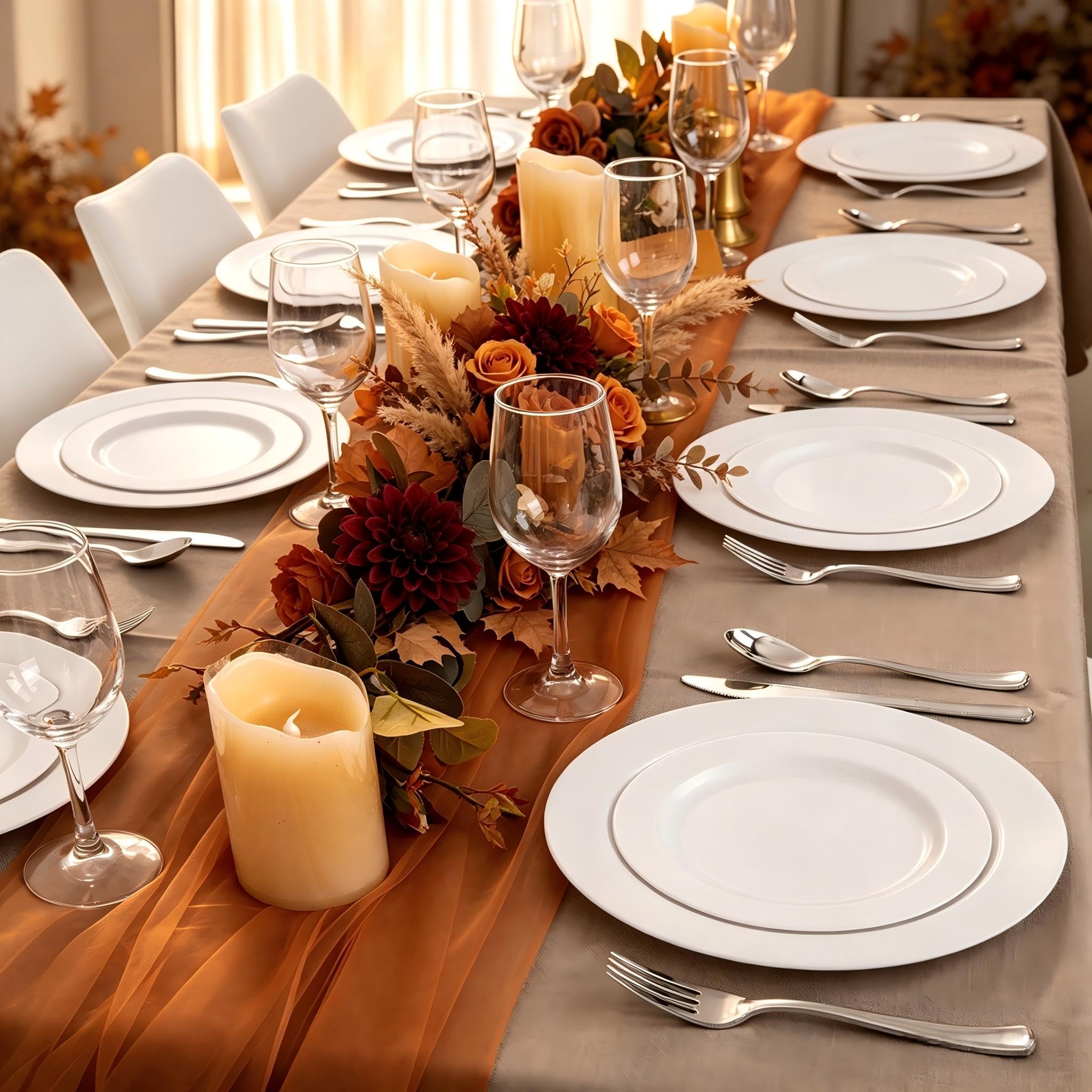 White Disposable Plates - 60 Pack for Parties & Weddings -7