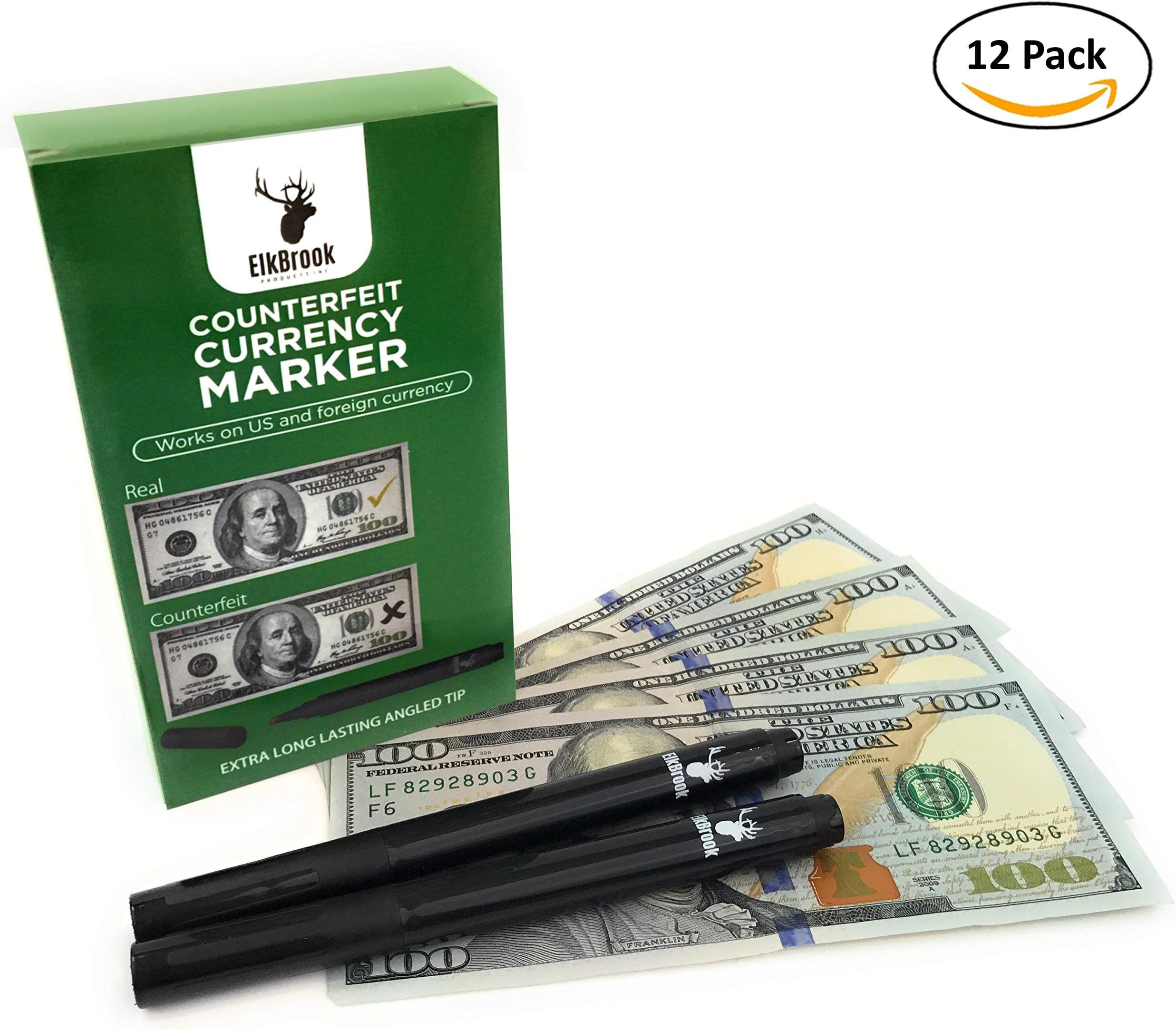 Counterfeit Currency Marker | Counterfeit Pen | Counterfeit Money Marker Pen for U.S. Currency (12-Count) | Counterfeit Bill Detector | Money Pen | Fake Cash Checker |