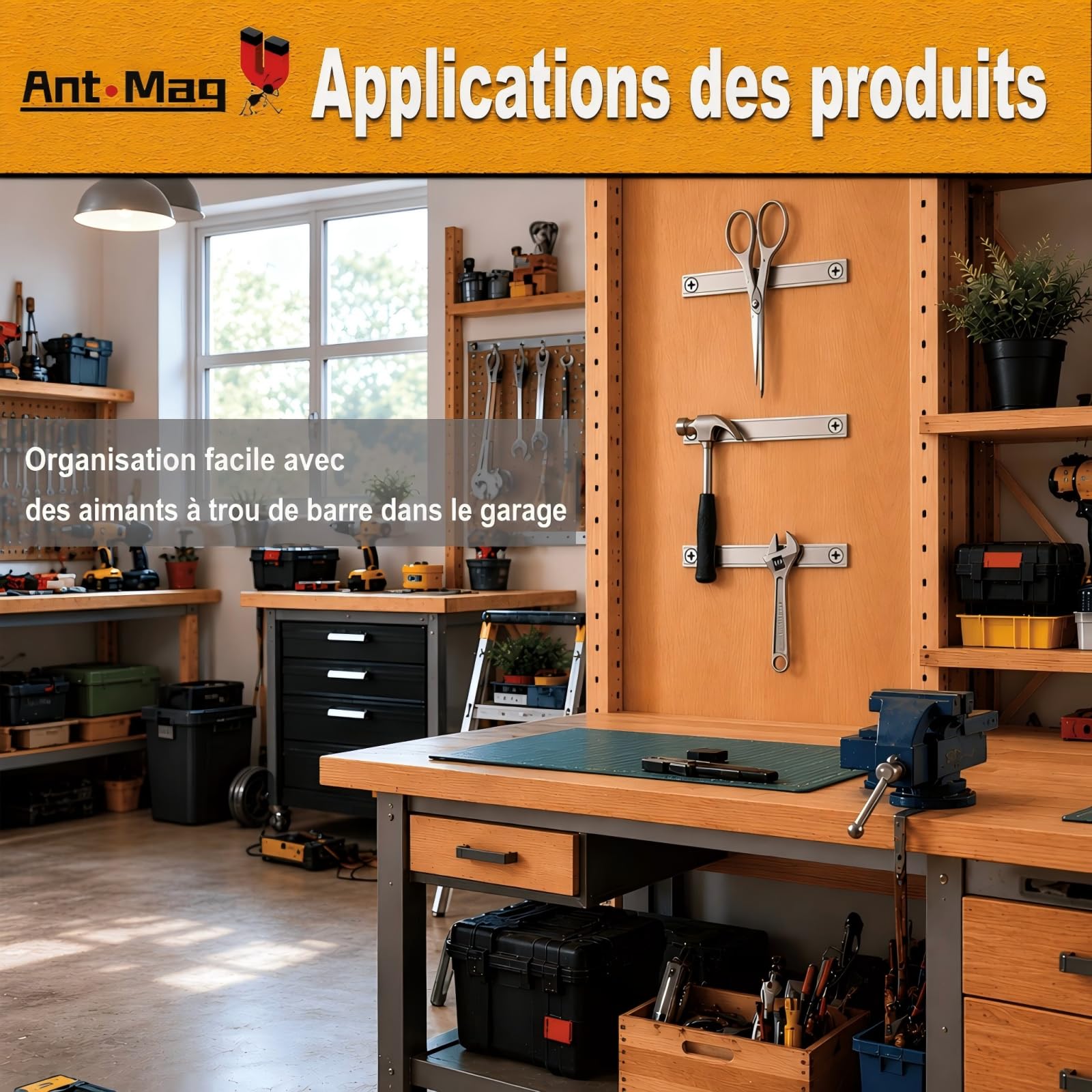 Ant Mag Imanes de maceta rectangulares de neodimio 66 lb Fuerza de tracción 60 x 13,5 x 5 mm Juego de 8 con agujero avellanado imanes sólidos de tierra rara de grado industrial para el hogar