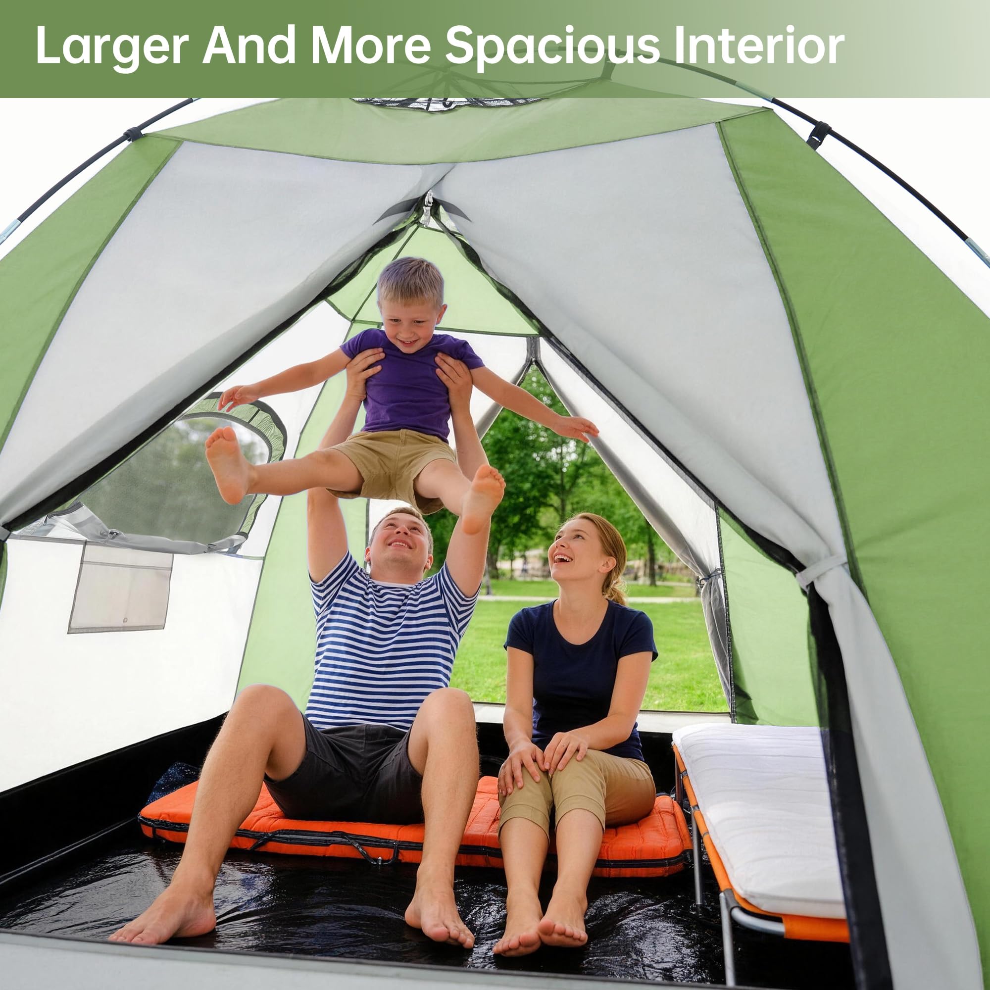 Tente de camping dôme pour 2 à 3 personnes avec salon et auvent – Double couche imperméable à l'eau, légère et facile à installer, sac de transport portable pour la randonnée, 210 x (210 + 150 cm) x