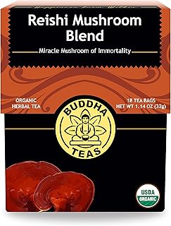 Buddha Teas - Organic Reishi Mushroom Blend - Herbal Tea - For Health & Wellbeing - With Antioxidants & Minerals - Clean Ingredients - Caffeine Free - OU Kosher & Non-GMO - 18 Tea Bags (Pack of 1)