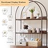 Escondite para caja de arena para gato en forma de arco con estantes de 2 niveles, mueble de 63" de alto que oculta la caja de arena, con entrada reversible, estructura de metal con acabado de madera, gabinete grande para gato con ganchos y kit antideslizante 5