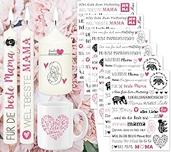 Tixlux Mother’s Day Candle Tattoos (200+ Patterns), Water Slide Film Candles, Candle Stickers, Candle Decoration, Mother’s Day, Memorial Light, Birthday Candle, Pack of 6 (Mum)
