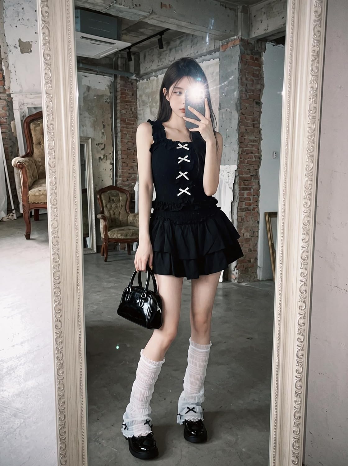 Sexybody Cute Lolita Leg Warmers for Women Y2K Kawaii Mesh Leg Warmer with Bow Tie Ruffle Socks Aesthetic Accessories image 2