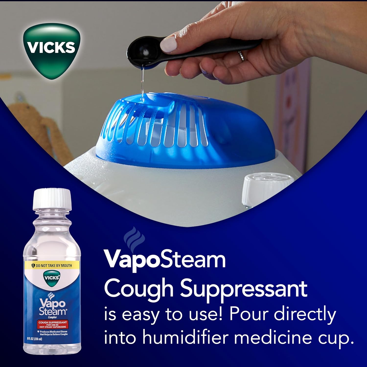 Vicks Warm Steam Vaporizer Bundle with 8 Oz VapoSteam Liquid Cough Suppressant, Helps Relieve Coughing, for Use in Vicks Vaporizers and Humidifiers