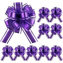 10 Pcs Purple Pull Bows for Gift Wrapping, 4.3 Inch Organza Ribbon Bows for Wedding Christmas Valentine's Day Birthday Party Flower Present Basket Decoration