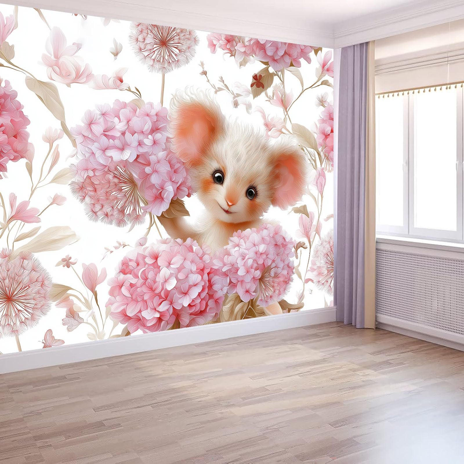 Generico Panoramiczna tapeta XXL minimalistyczna słodka małpa kwiat kula, dekoracyjny plakat ścienny do pokoju dziecięcego, sypialni i salonu 350 x 256 cm