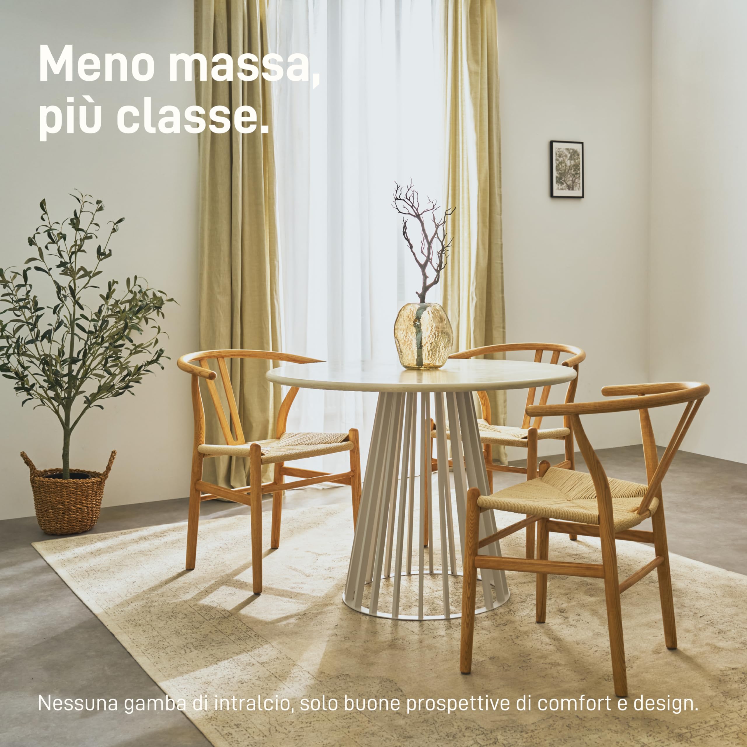 Natural Goods Berlin Colonna da tavolo Conic Bars gambe da tavolo Bianco Metallo - 720mm x 700mm - Telaio tavolo tavolo da pranzo rotondo - Gambe da tavolo per piano ovale in vetro - Piedini in