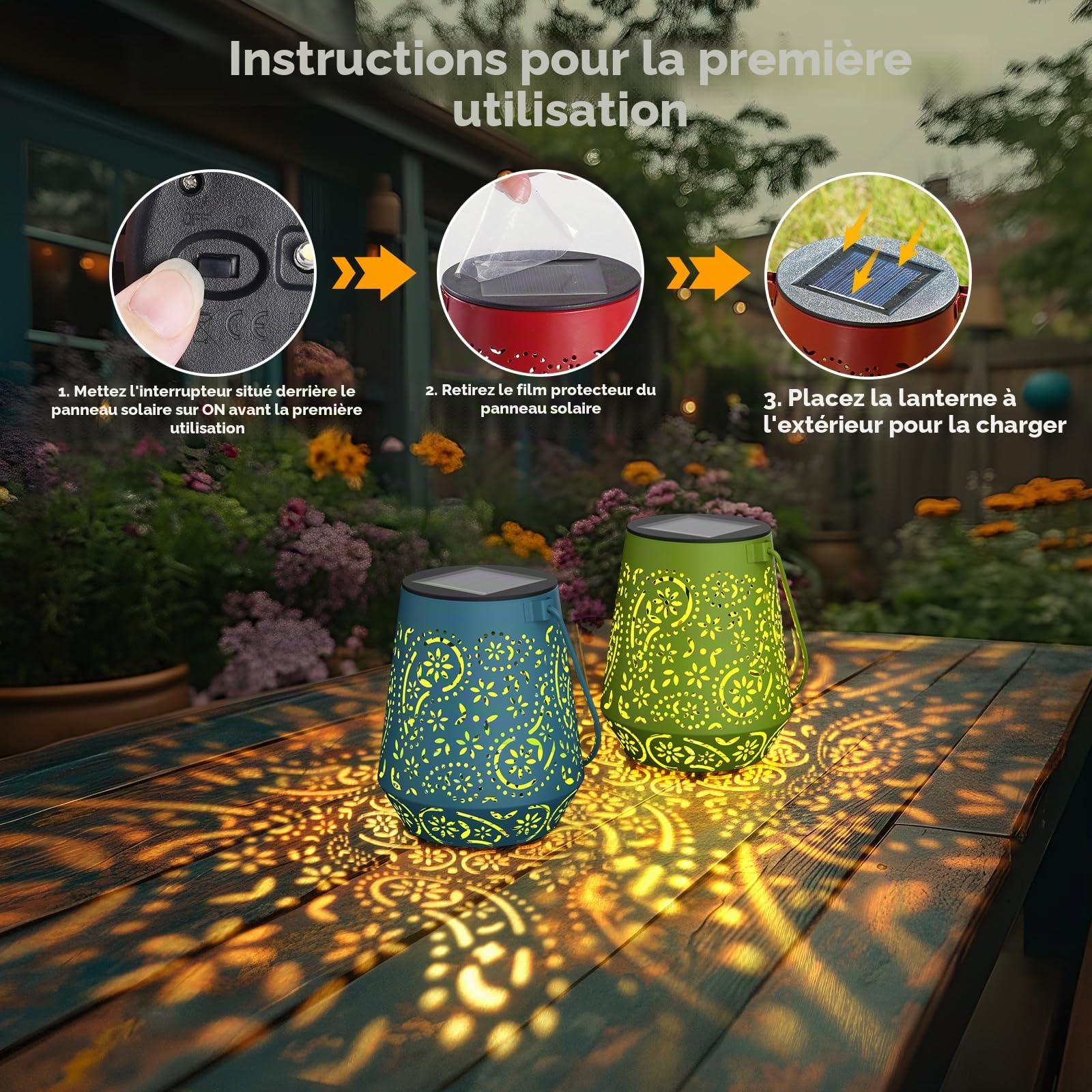 OxyLED Lanterne Solaire Exterieur Jardin IP44 Imperméable 4 Couleurs Lampe Solaire Decorative