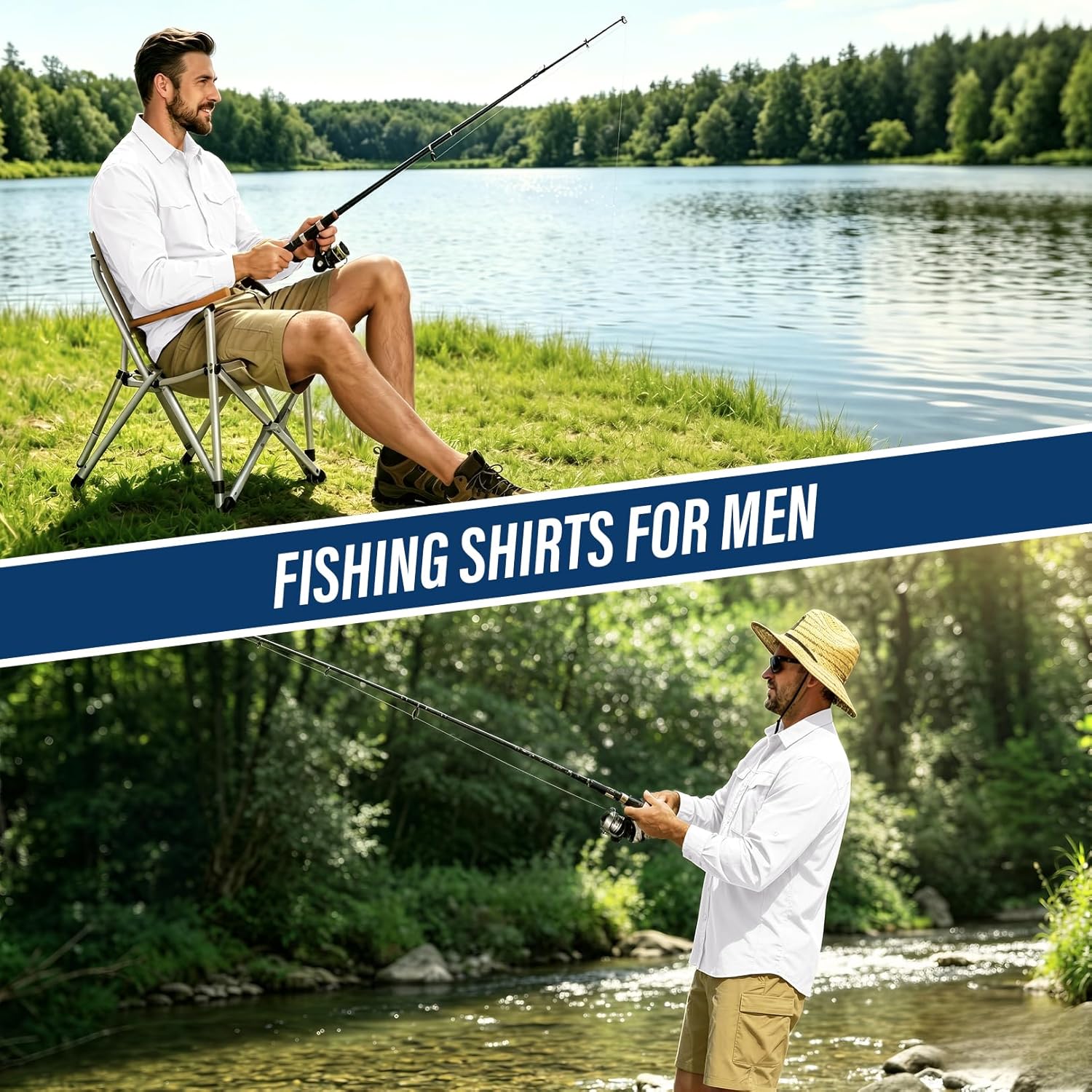 mixtiq Men's Sun Protection Safari Shirts Long Sleeve UPF 50 UV Quick Dry Travel Hiking Fishing Shirts with Zipper