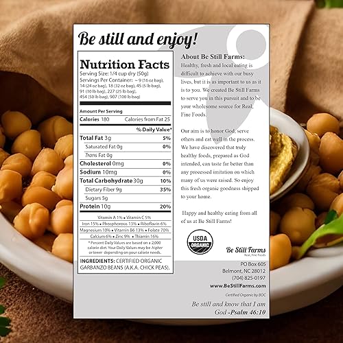 Miniatura 2 de Be Still Farms Garbanzos orgánicos garbanzos secos 2.8 libras - Garbanzos secos - Gran proteína para tofu, tahini - Similar a los frijoles de soja