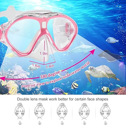 Vista 103 de Gintenco Juego de esnórquel para niños, máscara de buceo para niños como gafas de natación unisex, máscara de buceo antivaho y juego combinado