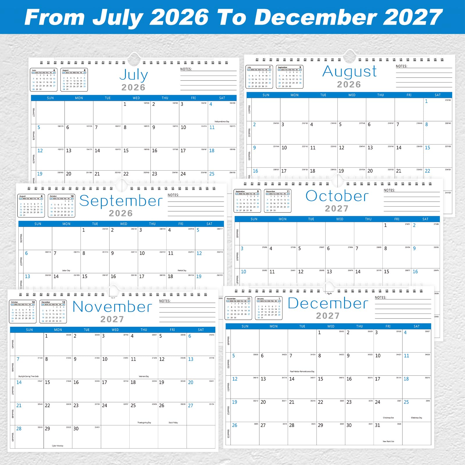 Amazon.com: MZD8391 Calendar 2026-2027, 18 Months Wall Calendar