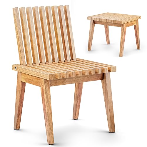 Melino Wooden Outdoor Slat Bench, 2 in 1 Convertible Bench