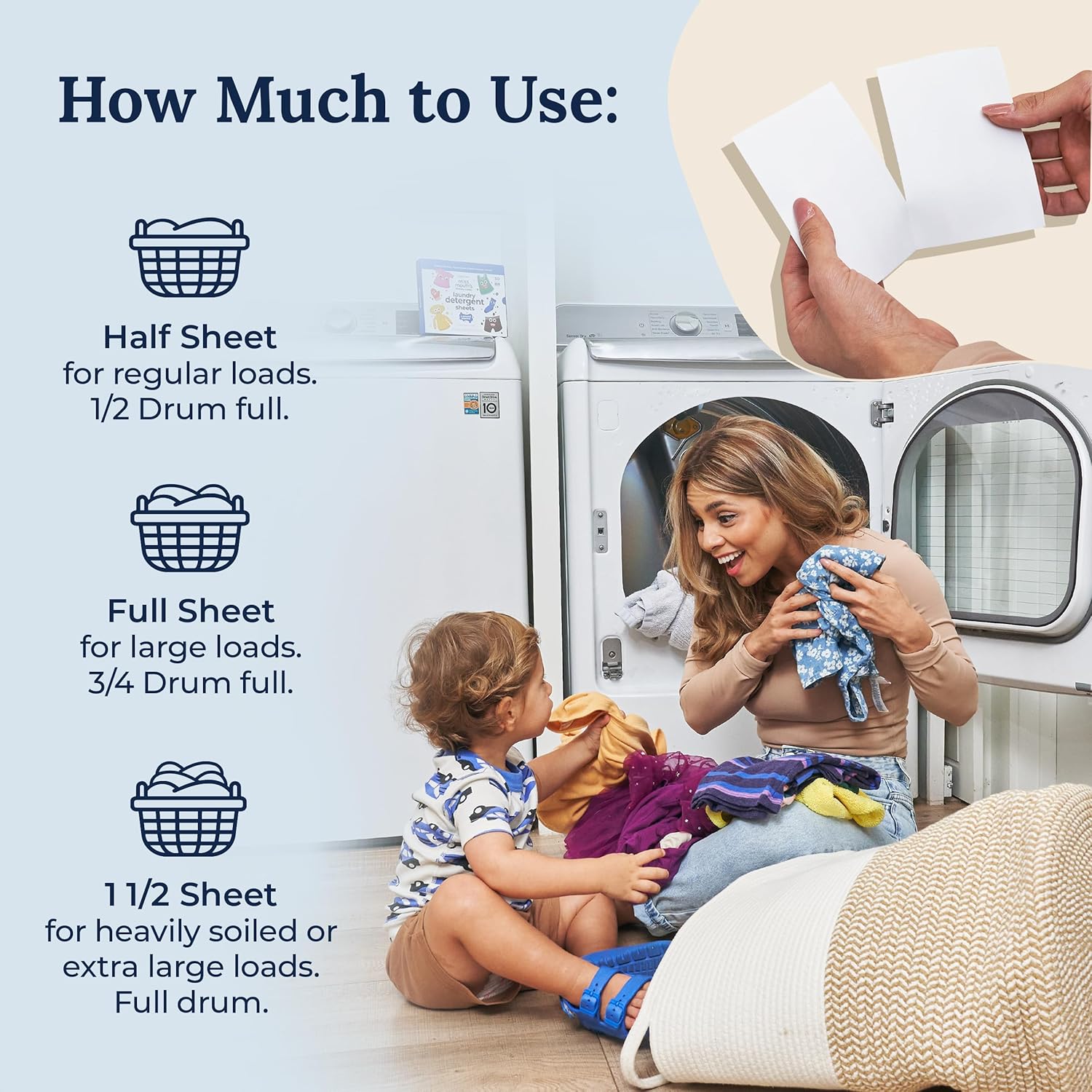 Miss Mouth's Messy Eater Laundry Detergent Sheets - 60 Loads Travel Friendly Detergent Sheets - Hypoallergenic, Sensitive Skin Safe, Pediatrician and Dermatologist Tested, Fragrance Free - Image 8
