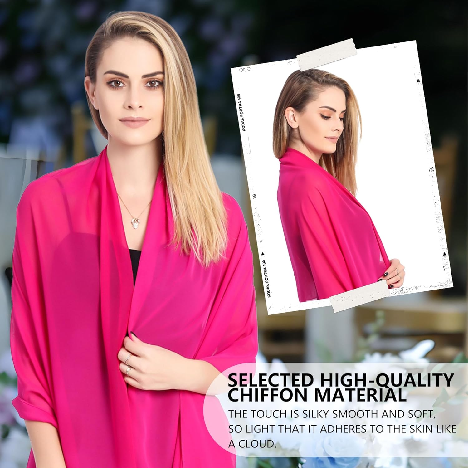 Chiffon ladies' scarves, bride bridesmaid dress shawls, formal dinner party, party and ball wraps - Image 7