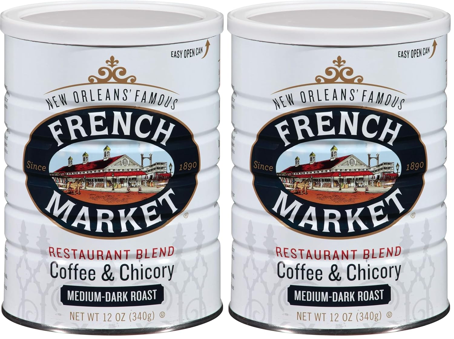 French Market Coffee, Coffee and Chicory, Dark Roast Ground Coffee, 12 Ounce Can 3 Count (Pack of 2)