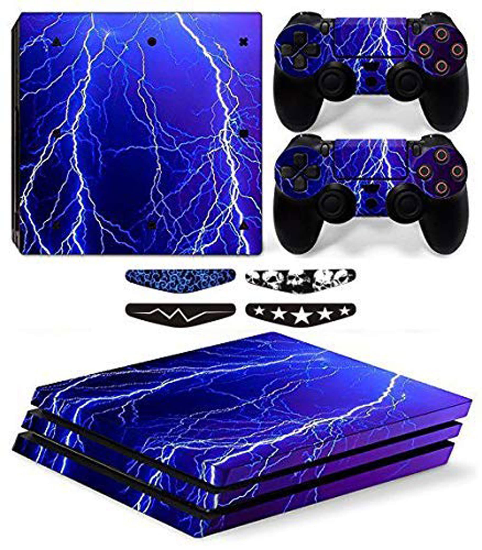 Elton Lightning Theme 3M Skin Sticker Cover for PS4 Pro Console and Controllers + 4 Led bar Decal [Video Game] (B08XLR8C1P) Amazon Price History, Amazon Price Tracker