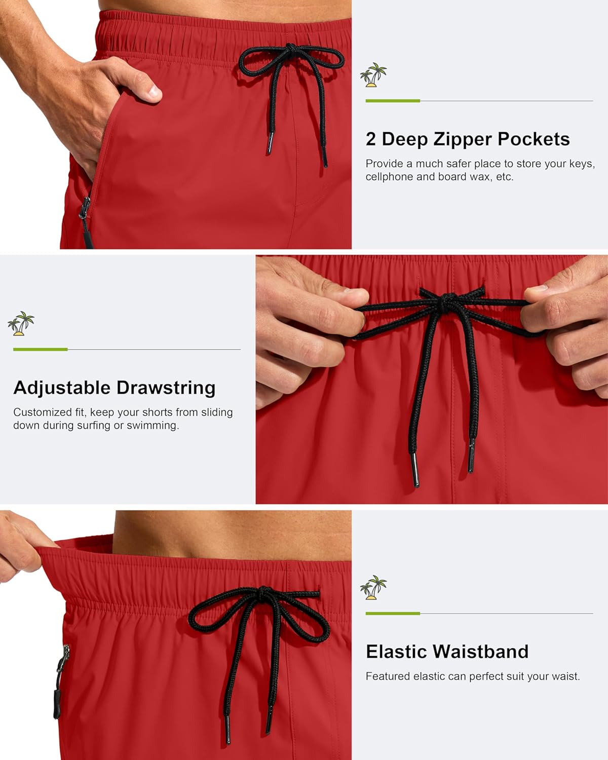 G Gradual Men's Swim Trunks 9"/7"/11" Quick Dry Swimming Board Shorts with Zipper Pockets Bathing Suit for Men No Liner