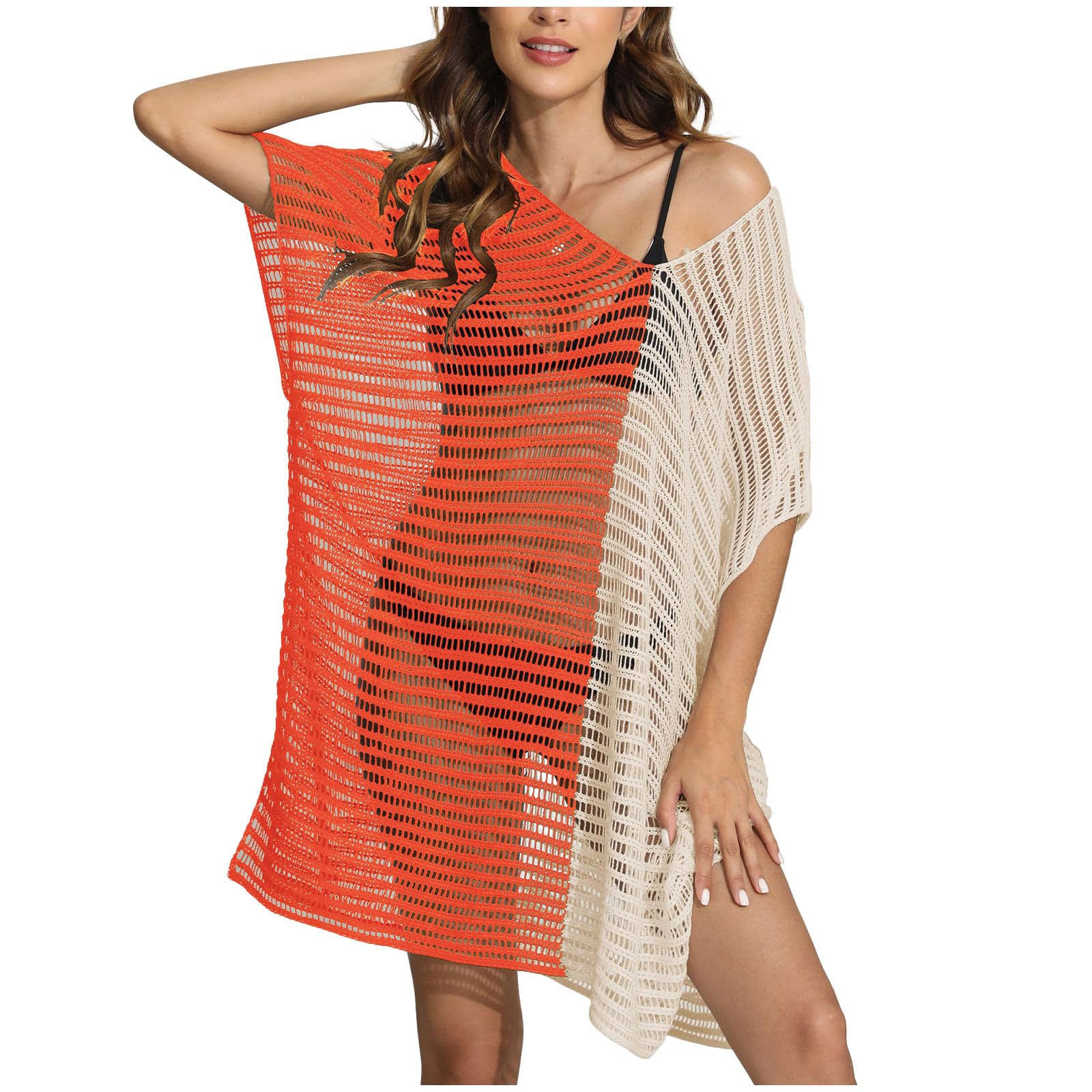 Womens Open Knit Beach Cover Ups 2025 Sheer Crochet Swimsuit Dress Poolside Summer Sheer Coverups for Women