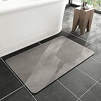 MontVoo Non-Slip Bath Mat 16x24 Gray - Absorbent Quick Dry Faux Suede Rubber Backing Fits Under Door
