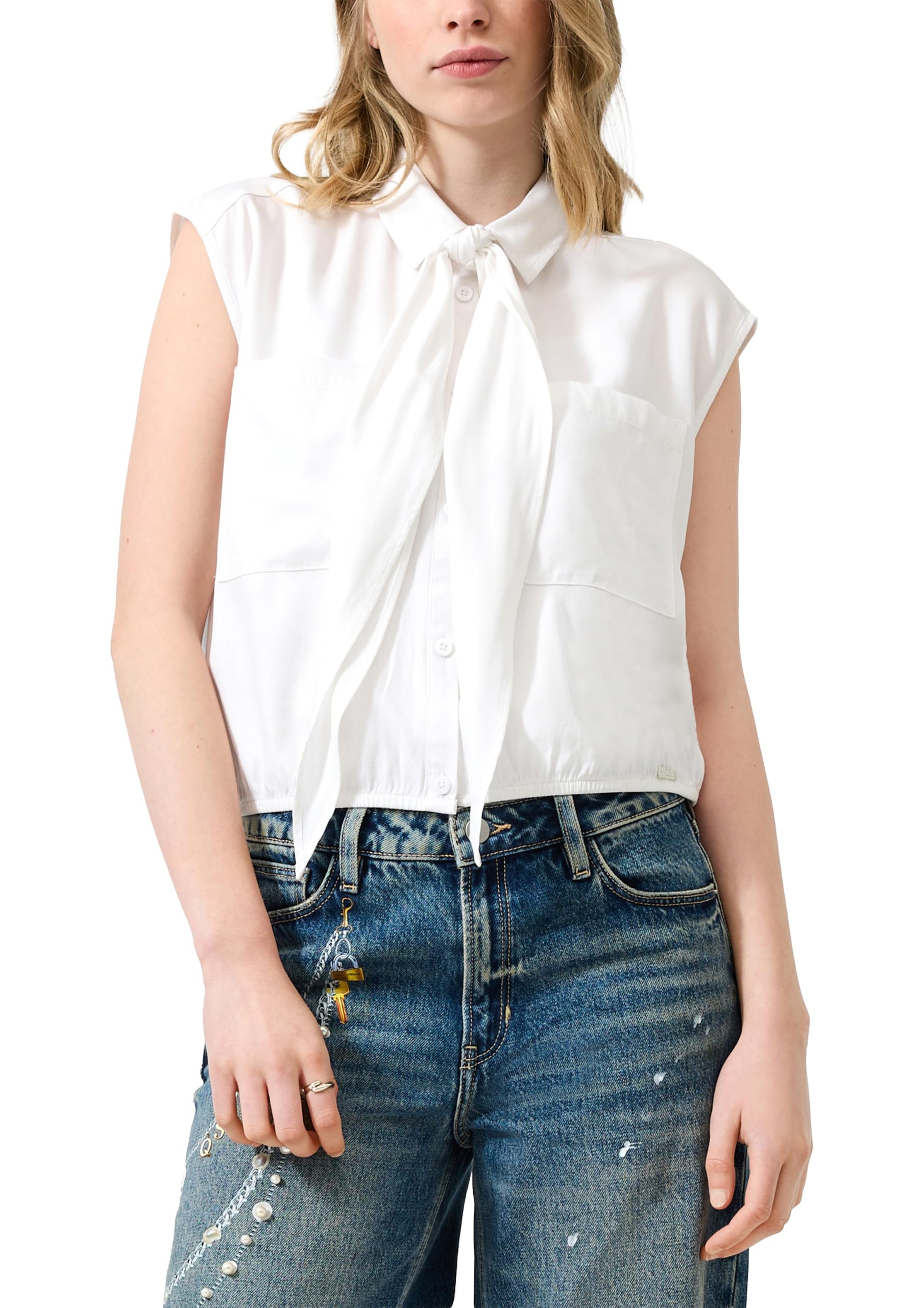 QS Ärmellose Bluse mit Schluppen-Detail