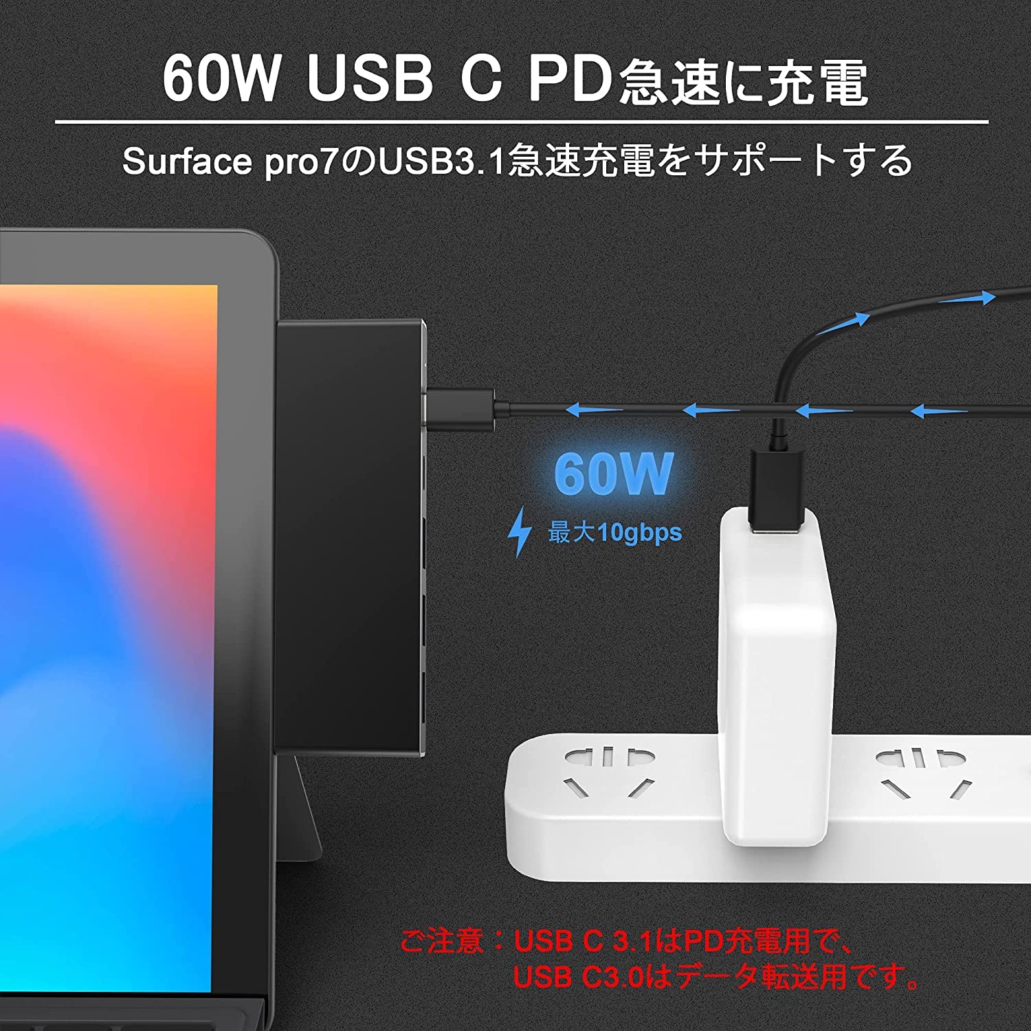 Amazon | Surface Pro 7 専用USB ハブ 最新型 7in2 全機能Surface Pro