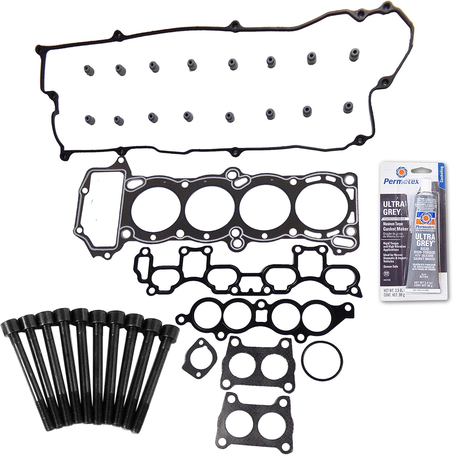 CPWK470 Head Gasket Set Bolt Kit Fits: 95-99 Nissan 200SX Sentra 1.6L DOHC 16v GA16DE