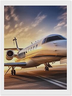 LKHDS Private Plane Diamond Painting Kits for Adults, Full Round Drill DIY Diamond Art, 5D Gem Art and Crafts for Home Wall Decor 12"x16"