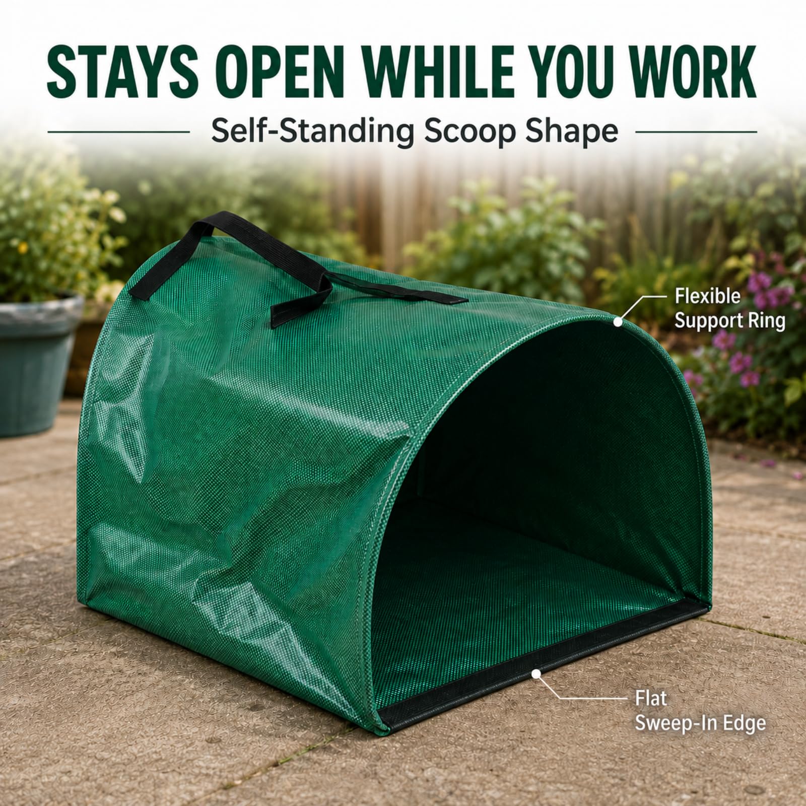 Bolsas para Residuos de Jardín 200 L, Pack de 3, Forma de Recogedor | 3 Bolsas de 200 L con un Guante, Cada Saco de Basura para Jardín Funciona como Práctico Recoge Hojas