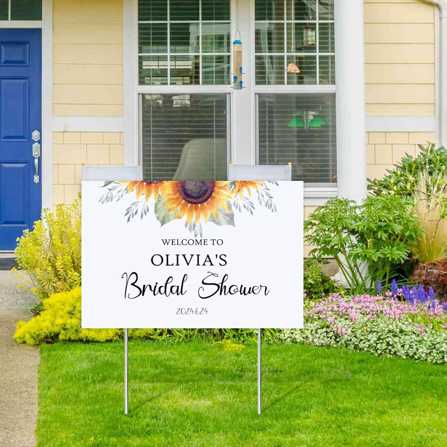 Welcome to the Bridal Shower Yard Signs Outdoor with Stake,Personalized Name Sunflower Wedding Bridal Shower Sign,Wedding Lawn Sign,Bridal Shower Decor,12x18, Style-10