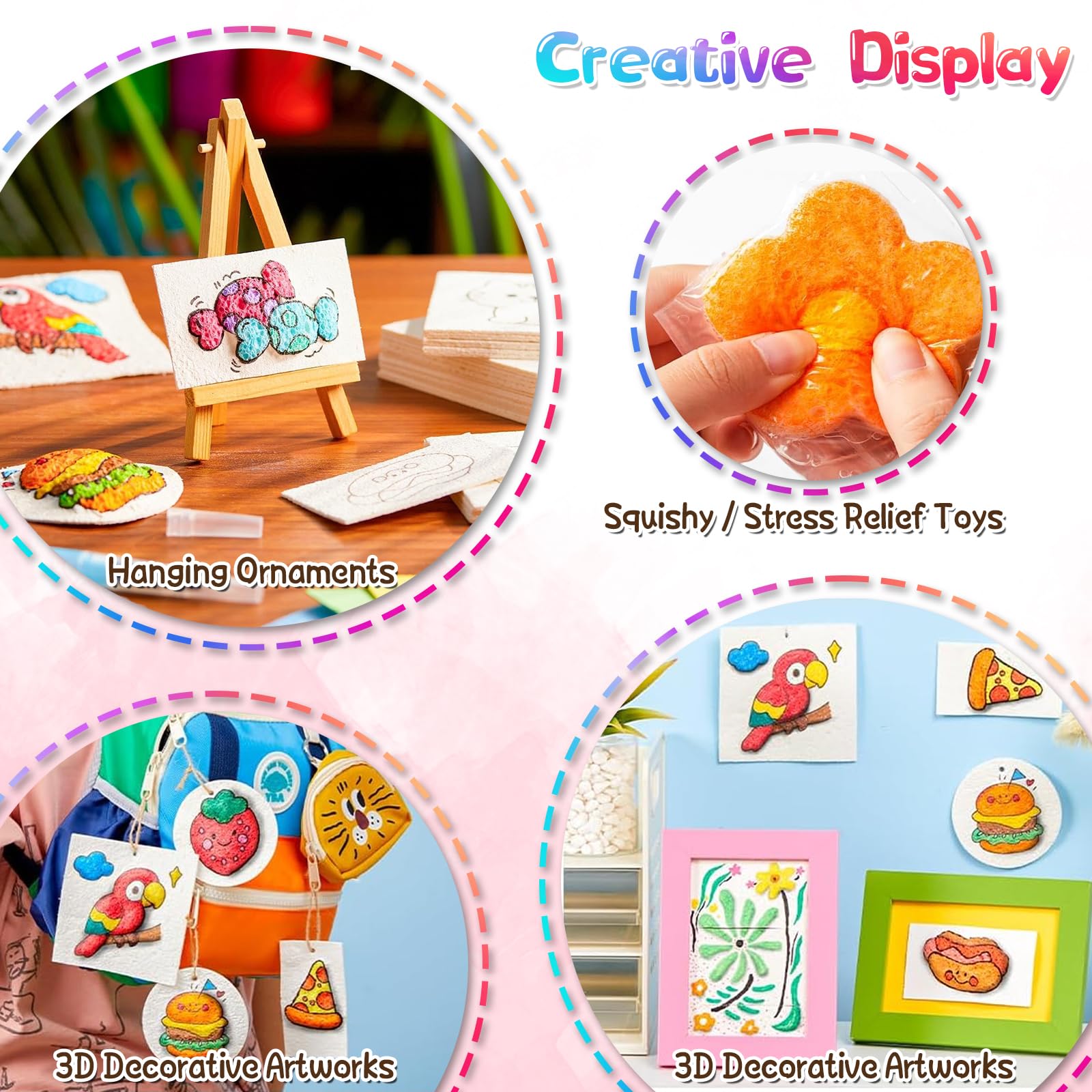 Tiiyee Kit di Pittura Magica 58 Pezzi, Disegno che Si Gonfia in Schiuma Set Arte per Bambini con 32 Carte Cavalletto Pennarelli Colori Pennelli e Accessori Regali Creativi 3D per Natale e Compleanno