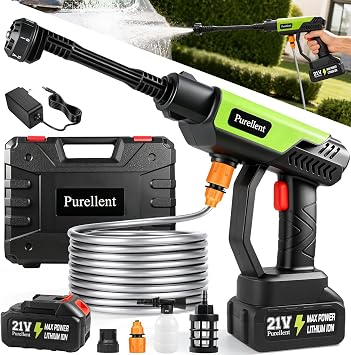 Cordless Portable Washer, 1100 PSI Handheld Washer Battery Operated Pressure Washer, 6-in-1 Nozzle Lightweight Car Washer, Cleaner with Elastic Hose, Cleaning Tool for Home Outdoor Patio Garden