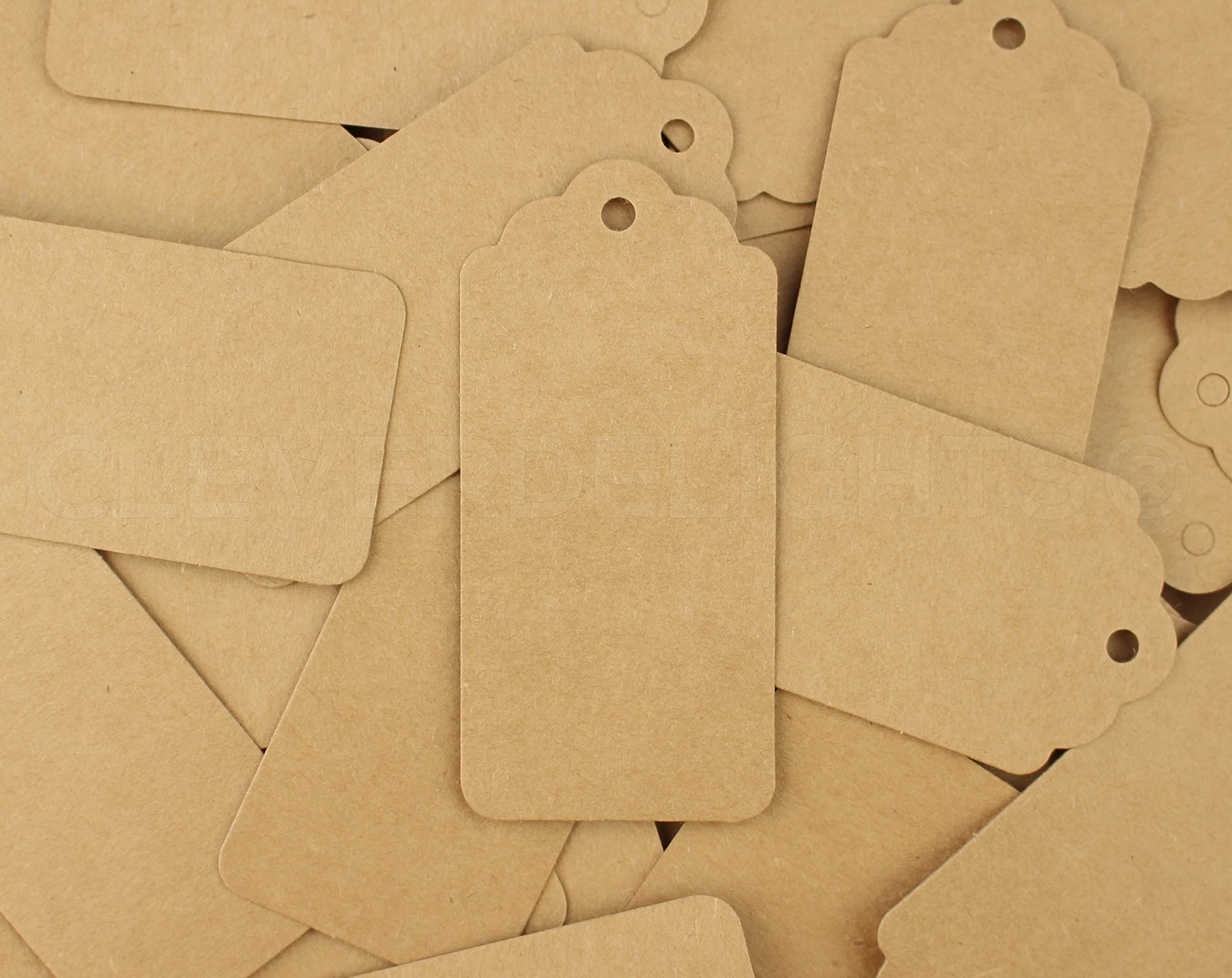 CleverDelights Geschenkanhänger, Kraftpapier, 9,5 x 4,4 cm, 1000 Stück, dick, strapazierfähig, zum Aufhängen, Großpackung