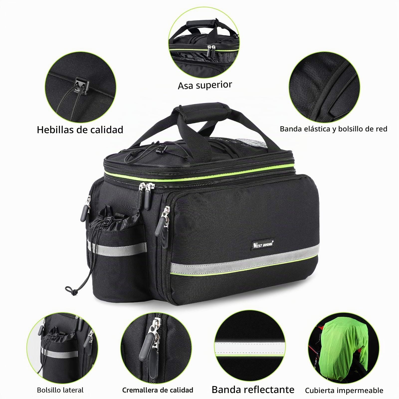 Bolsa para alforja de bicicleta, 25 l, impermeable, gran capacidad, para portabicicletas de carga de bicicleta, mochila portátil con correa ajustable para el hombro, accesorios de ciclismo